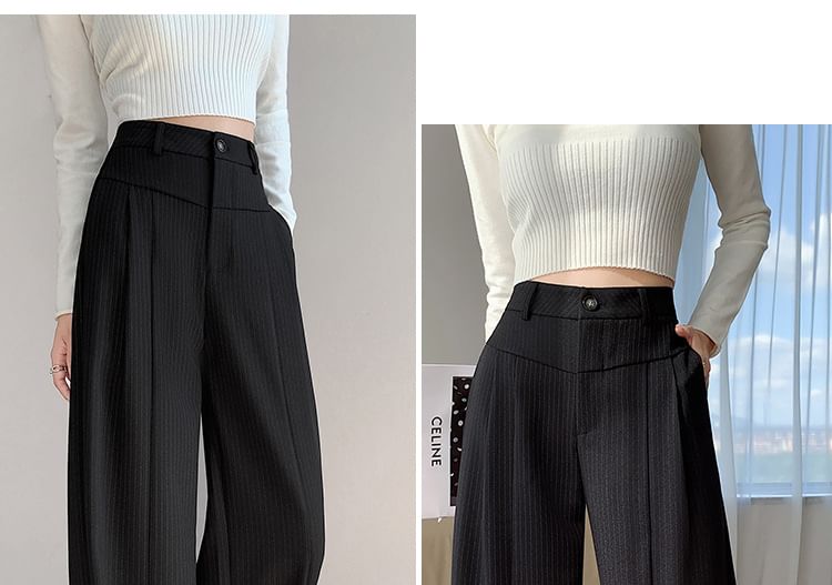 High Waist Striped Wide Leg Suit Pants