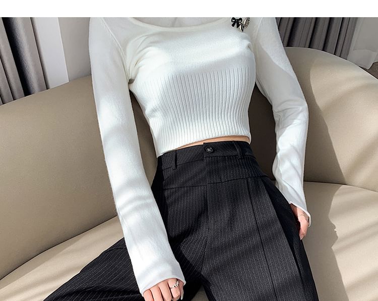 High Waist Striped Wide Leg Suit Pants