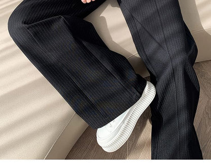 High Waist Striped Wide Leg Suit Pants