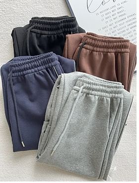 Plain High Rise Drawstring Parachute Wide Leg Sweatpants