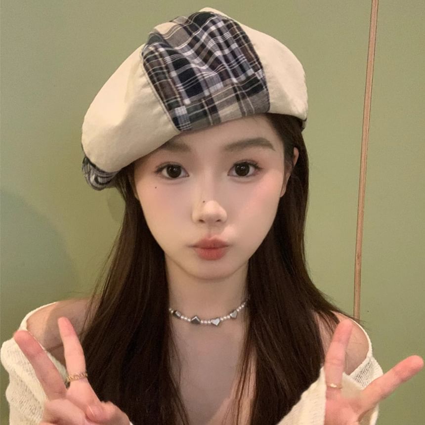 Panel Beret Plaid