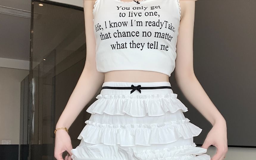 High Tiered Mini Bow Skirt Rise A-Line