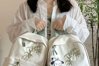 Bamboo Embroidered Laptop Backpack / Bag Charm / Set