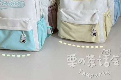 Two Tone Lettering Print Laptop Backpack / Bag Charm / Set