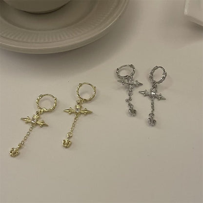 Cross Rhinestone Drop Earrings