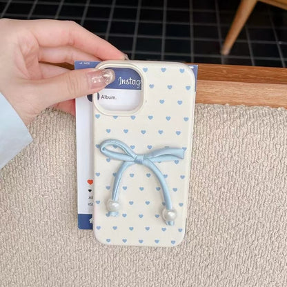 Heart Phone Case / Bow Faux Leather Adhesive Decoration / Set