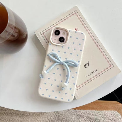 Heart Phone Case / Bow Faux Leather Adhesive Decoration / Set