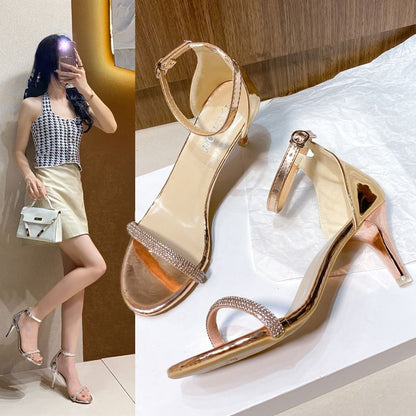 Rhinestone High Sandals Heel