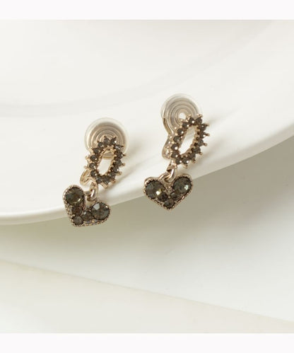 Alloy Flower Earring Heart Drop Rhinestone