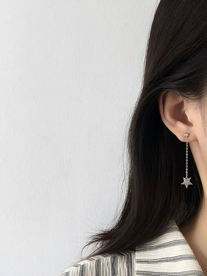 Dangle Earring Star Asymmetrical Alloy Moon