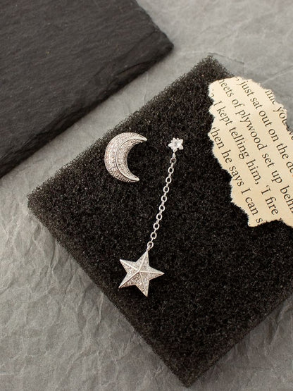Dangle Earring Star Asymmetrical Alloy Moon