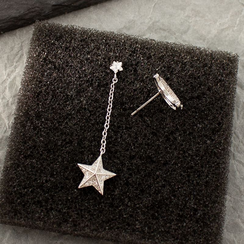 Dangle Earring Star Asymmetrical Alloy Moon