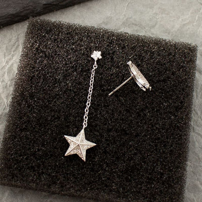 Dangle Earring Star Asymmetrical Alloy Moon