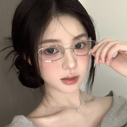 Metal Light Eyeglasses Blue Frame Blocking