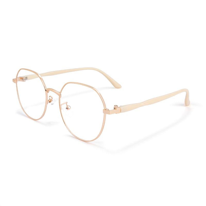 Light Frame Blue Metal Round Eyeglasses Blocking