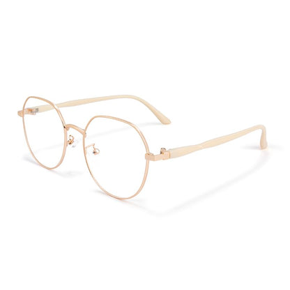 Light Frame Blue Metal Round Eyeglasses Blocking