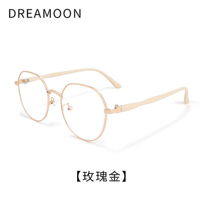 Light Frame Blue Metal Round Eyeglasses Blocking