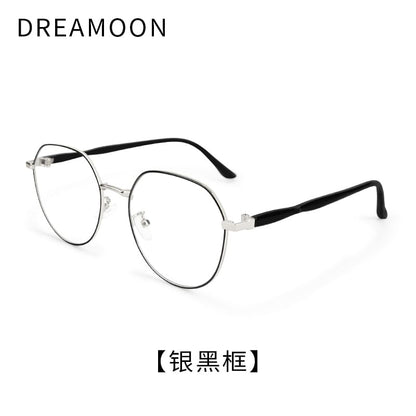 Light Frame Blue Metal Round Eyeglasses Blocking