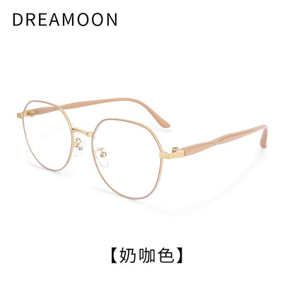 Light Frame Blue Metal Round Eyeglasses Blocking