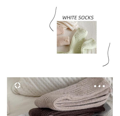 Plain Distressed Ribbed Socks Set