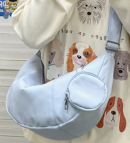 With Coin Pouch Zipper Crossbody Plain Purse