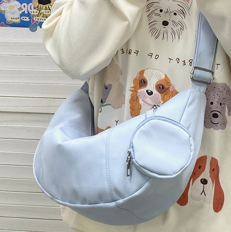 With Coin Pouch Zipper Crossbody Plain Purse