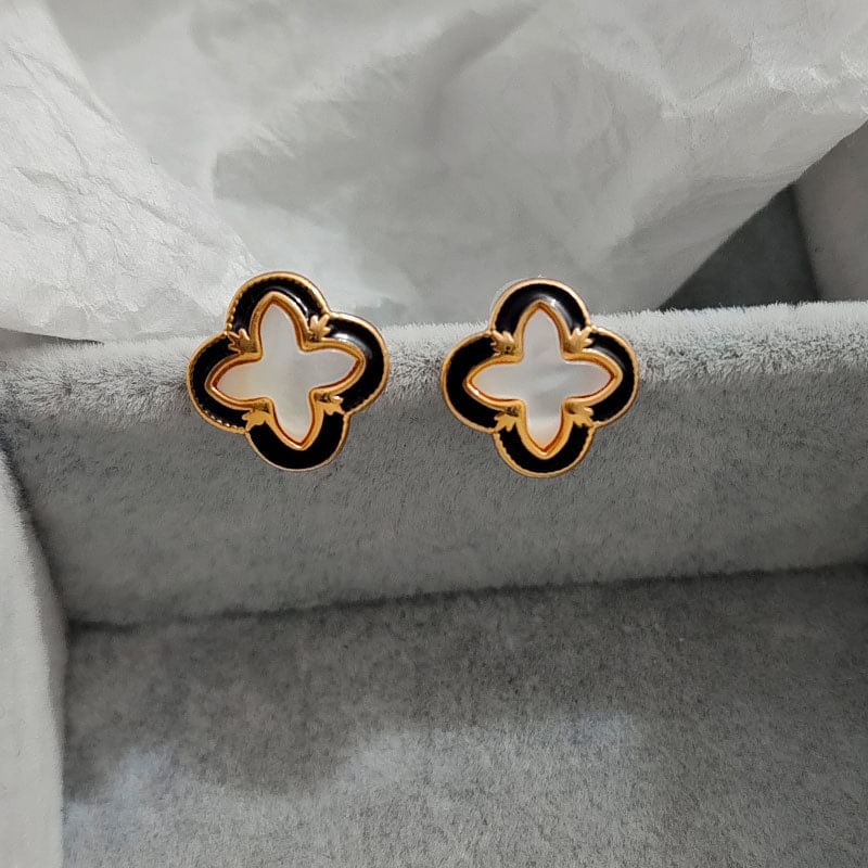 Mother of Pearl Enamel Stud Earring