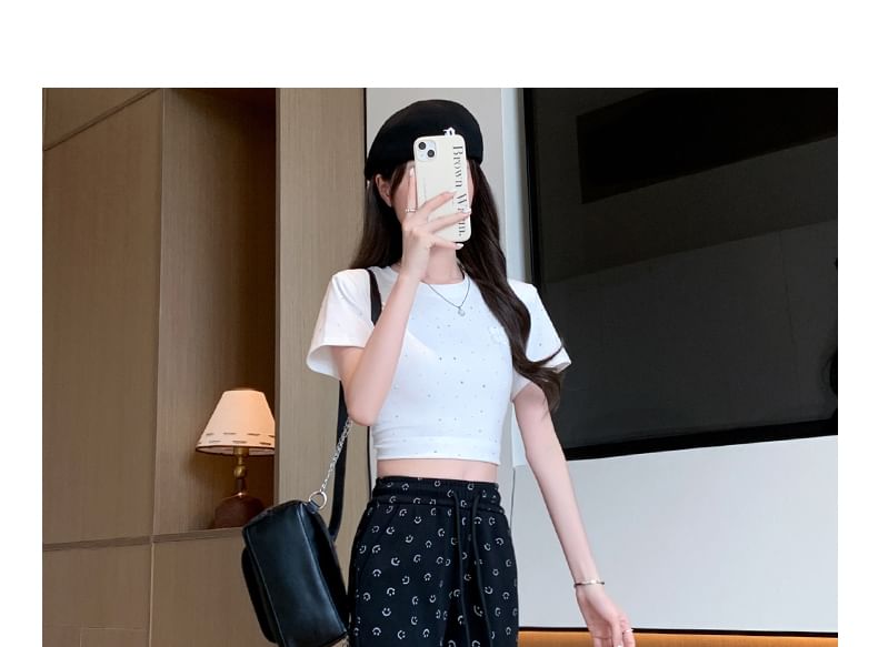 Smiley Print High Waist Drawstring Sheath Flare Sweatpants