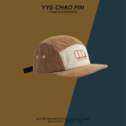 Letter Embroidered Baseball Cap Corduroy