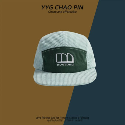 Letter Embroidered Baseball Cap Corduroy
