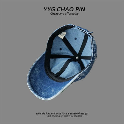 Cap Denim Heart Baseball Embroidered