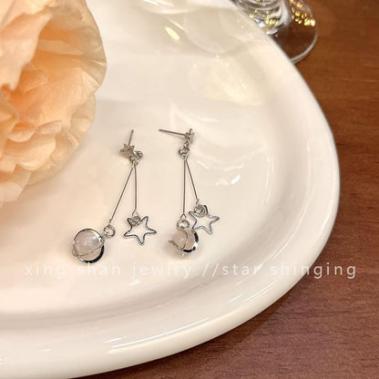Faux Earring Alloy Gemstone Star Dangle