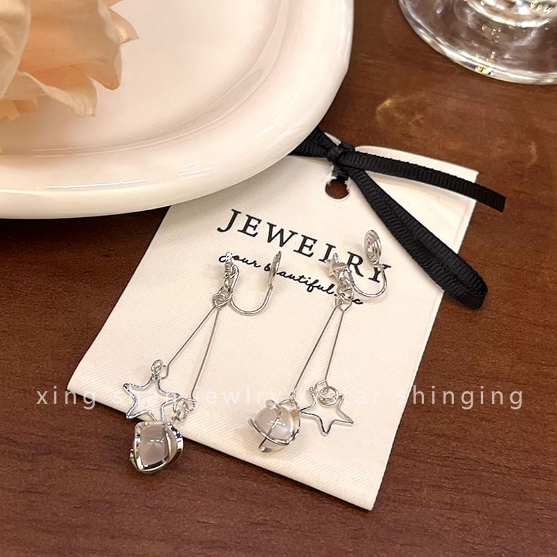 Faux Earring Alloy Gemstone Star Dangle
