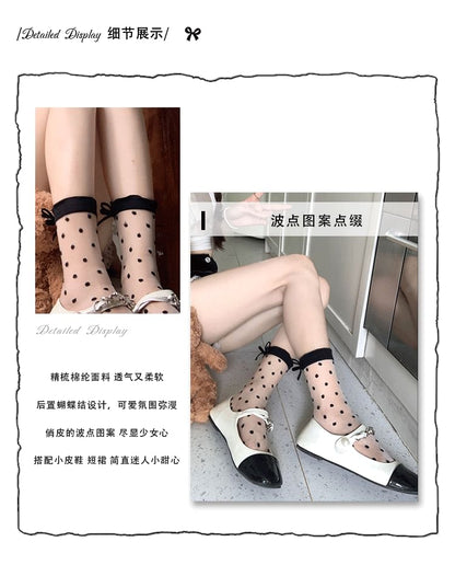 Bowknot Polka Dot Sheer Socks