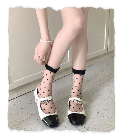 Bowknot Polka Dot Sheer Socks