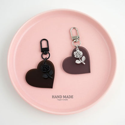 Rose & Heart Key Chain / Bag Charm