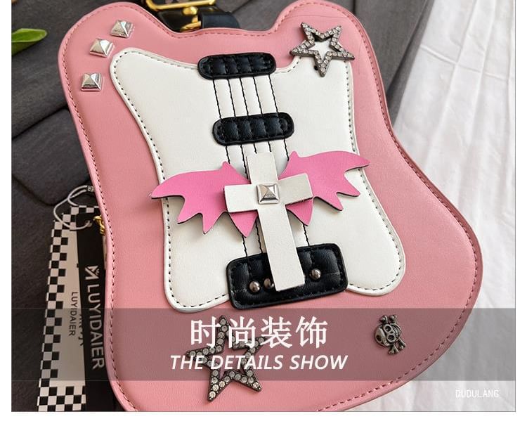 Applique Crossbody Studded Bag Violin Star