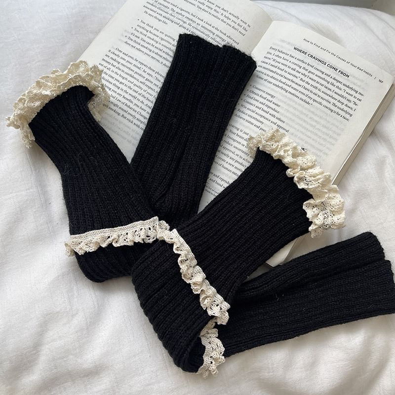 Lace Trim Knit Leg Warmers