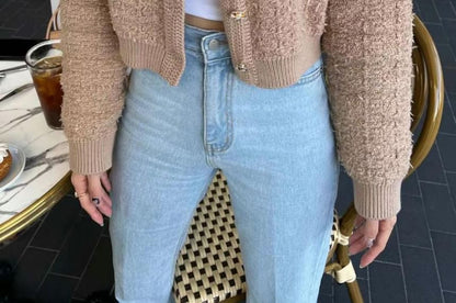 Cropped Crew-Neck Cardigan in 5 Colors