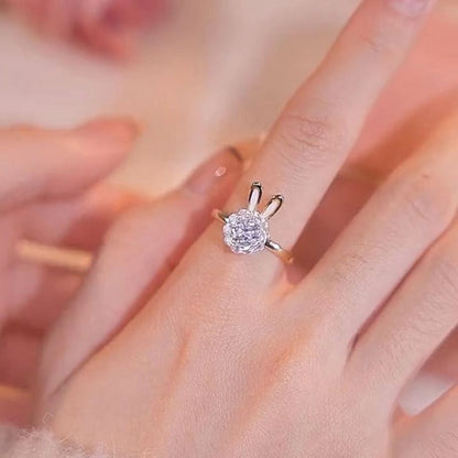 Necklace Rabbit Pendant Ring Alloy Open Rhinestone /