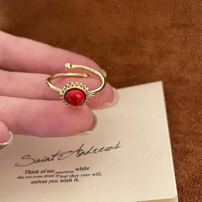 Sun Open Ring Gemstone Alloy Faux