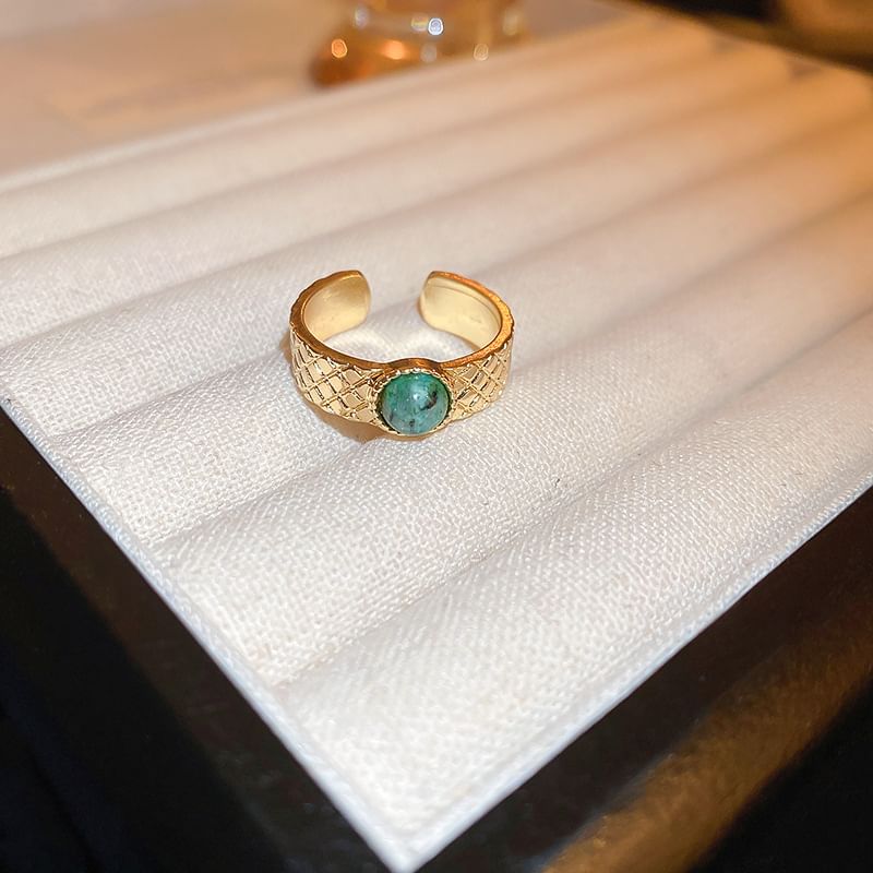 Sun Open Ring Gemstone Alloy Faux