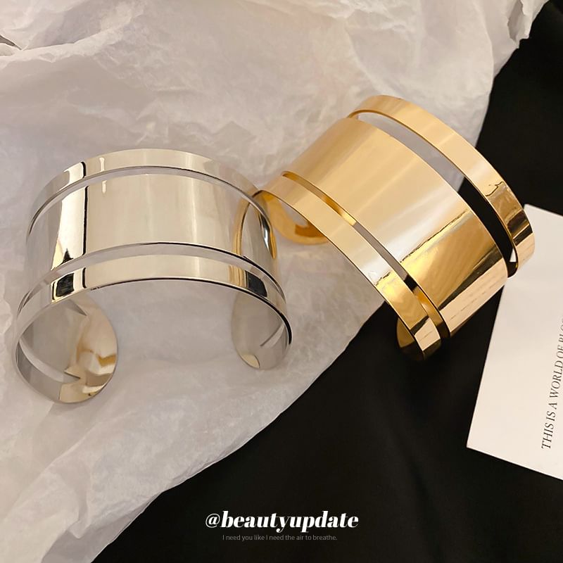 Bangle Polished Open Layered Alloy