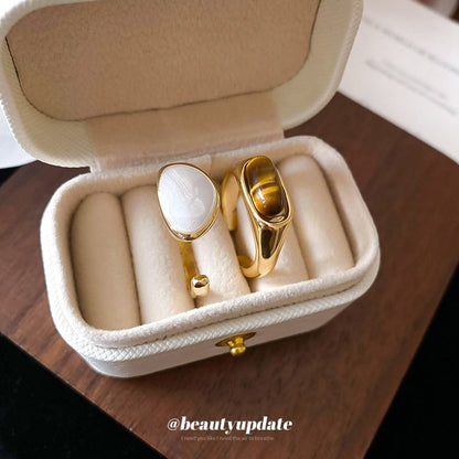 Open Gemstone Alloy Glaze Faux Ring /