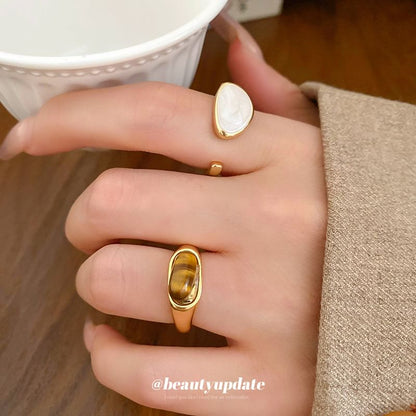 Open Gemstone Alloy Glaze Faux Ring /