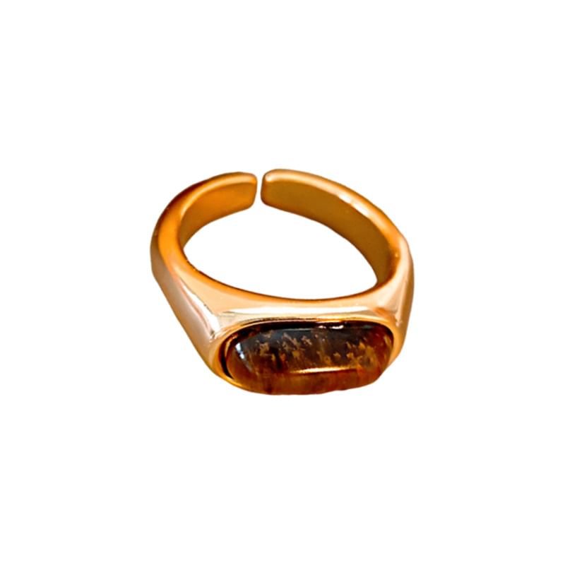 Open Gemstone Alloy Glaze Faux Ring /