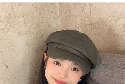 Leather Faux Newsboy Cap