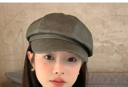 Casquette gavroche en similicuir