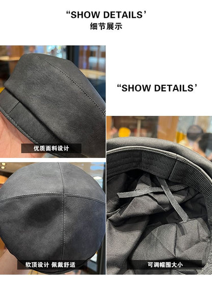 Béret uni en similicuir