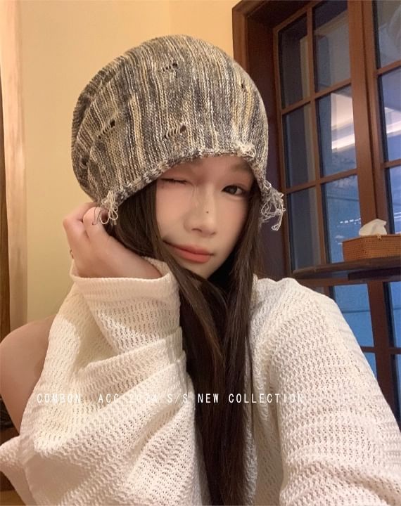 Distressed Beanie Frayed